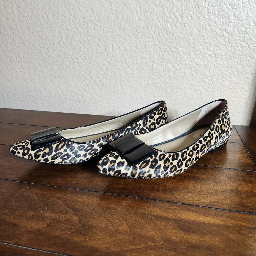 Leopard Print Cheetah Calf Hair Flats Genuine Leather Size 8M